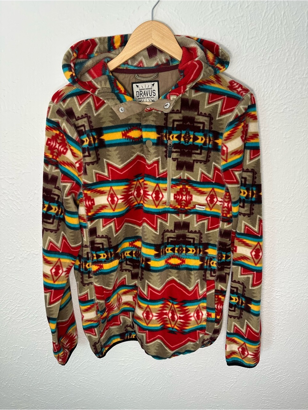 Dravus Hooded Fleece Pullover Mens Medium Southwestern Aztec Sherpa Jacket